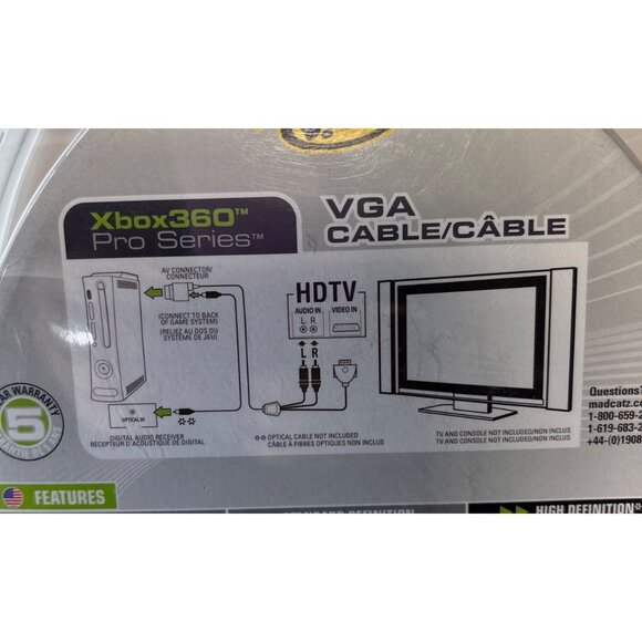Mad Catz Xbox 360 Compatible Pro Series VGA Cable 15FT HDTV Digital/Analog Audio - Picture 5 of 6